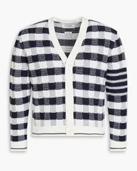 Thom Browne Karierter Cardigan aus Jacquard-Strick aus einer Baumwollmischung Blau