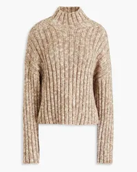 IRO Netty melierter Rollkragenpullover aus Rippstrick Neutral