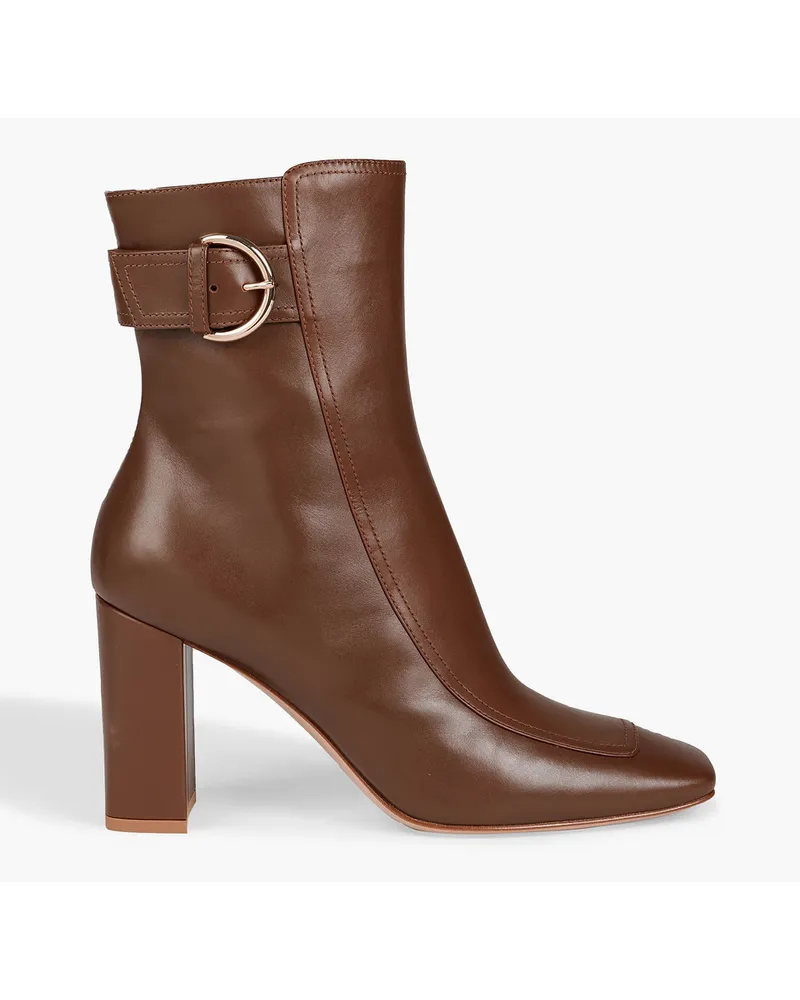 Gianvito Rossi Buckled leather ankle boots Braun