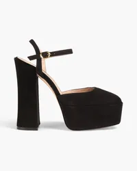 Stuart Weitzman Sky High Pumps aus Veloursleder mit Plateau Schwarz