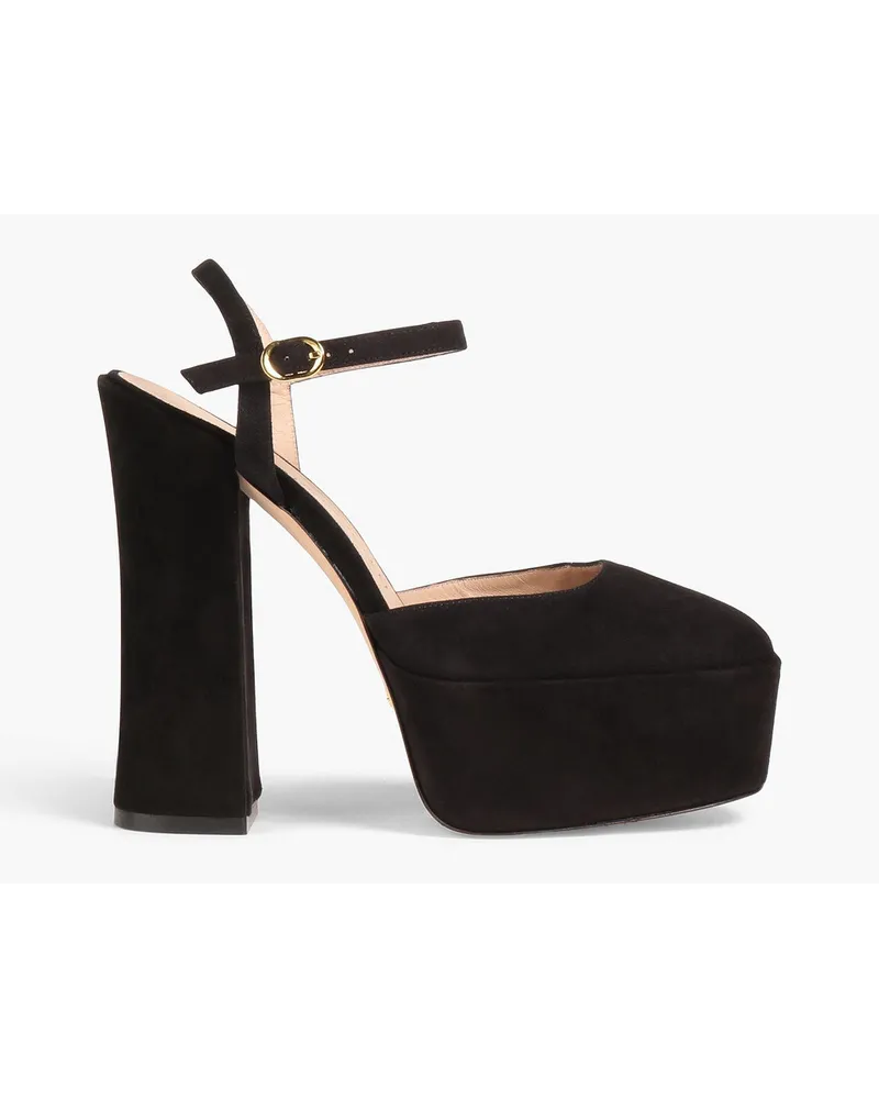 Stuart Weitzman Sky High Pumps aus Veloursleder mit Plateau Schwarz