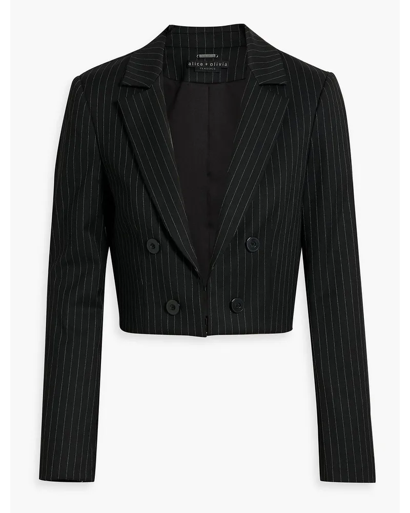 Alice + Olivia Alice OliviaMya Cropped Blazer aus Twill mit Nadelstreifen Schwarz