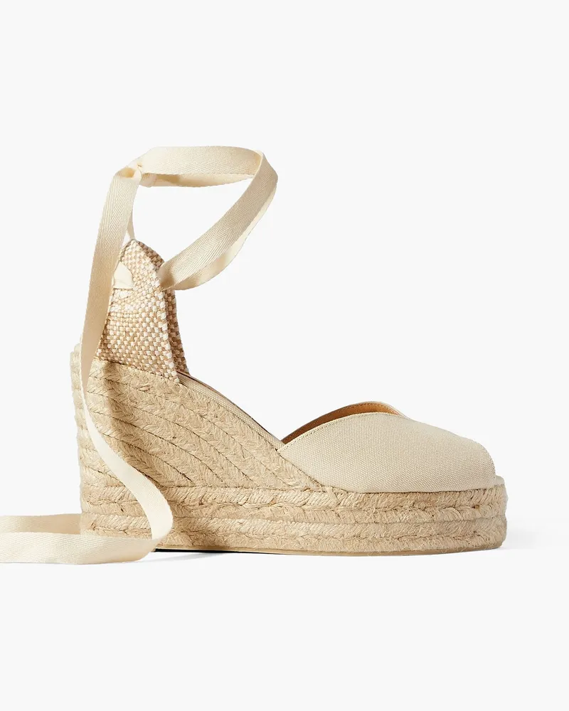 Castañer Bilina 80 Espadrille-Wedges aus Canvas Neutral