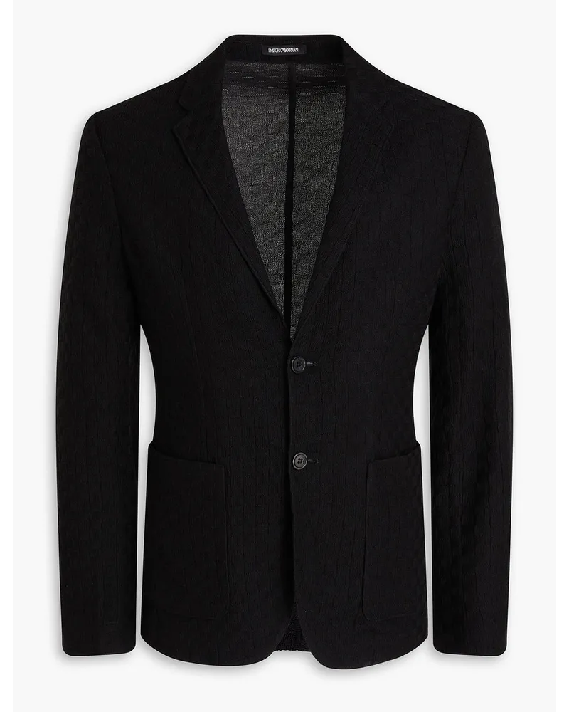 Emporio Armani Melierter Blazer aus einer Woll-Baumwollmischung Schwarz