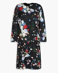 Erdem Emma Minikleid aus Satin mit floralem Print Schwarz