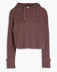 Brunello Cucinelli Cropped Hoodie aus Baumwolle mit Zierperlen Burgunderrot