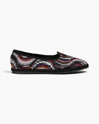 Missoni Pantoffeln aus Häkelstrick inMetallic-Optik Schwarz