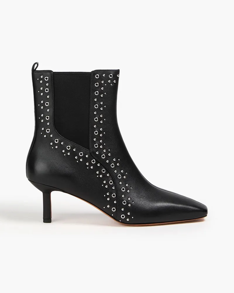 3.1 phillip lim Ankle Boots aus Leder mit Ösenverzierung Schwarz