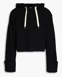 Brunello Cucinelli Gerippter Cropped Hoodie aus Baumwolle Schwarz