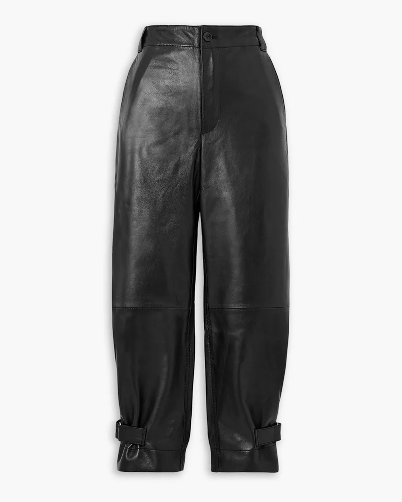 Proenza Schouler Cropped Karottenhose aus Leder Schwarz