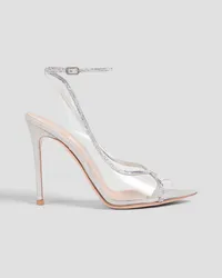 Gianvito Rossi Crystelle Pumps aus Metallic-Veloursleder und PVC Weiß