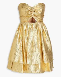 Carolina Herrera New York Plissierte Robe aus Seiden-Georgette mit Cut-outs Metallic