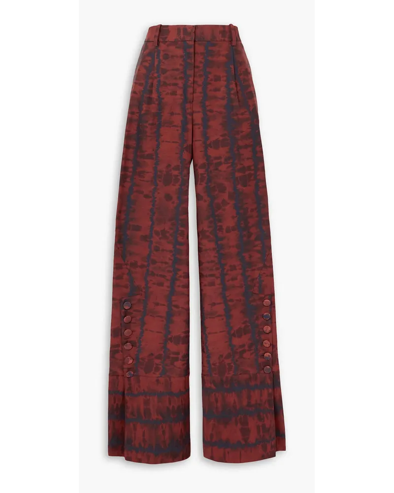 Altuzarra Hency Hose mit weitem Bein aus Popeline aus einer Baumwollmischung mit Batikmuster Rot