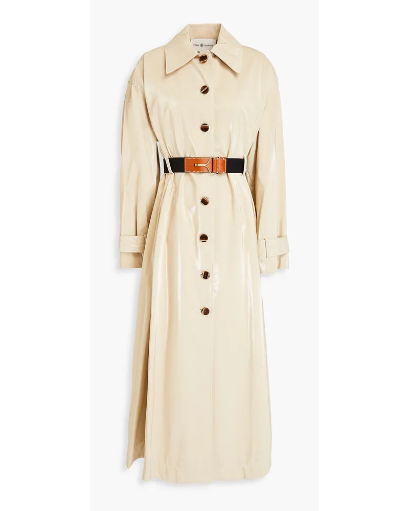 Tory Burch Trenchcoat aus beschichtetem Shell mit Gürtel Neutral