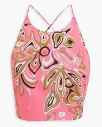 Emilio Pucci Cropped Neckholder-Oberteil aus Baumwolle mit Print Pink