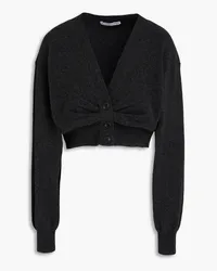 Alexander Wang Geraffter Cropped Cardigan aus Wolle Grau