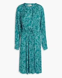 American Vintage Gitaka bedrucktes Kleid aus floralem Jacquard Blau