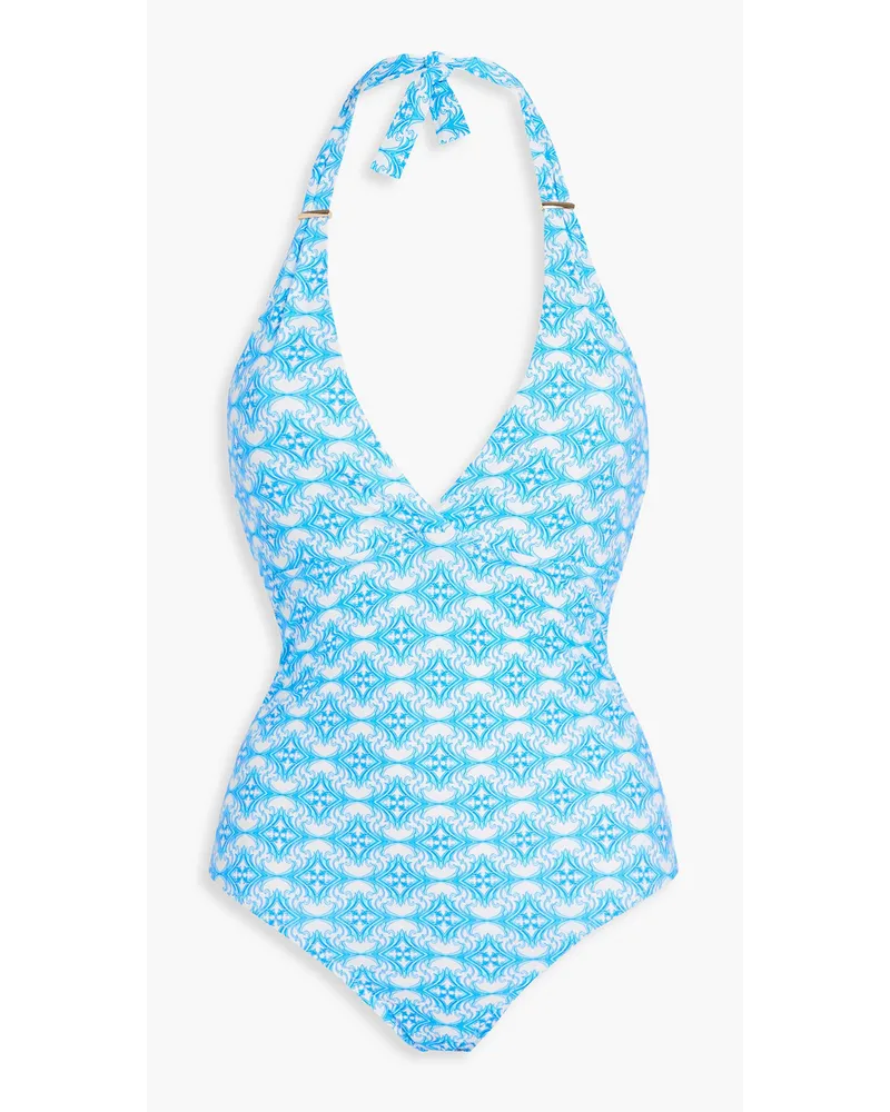 Melissa Odabash Rimni Neckholder-Badeanzug mit Print Blau