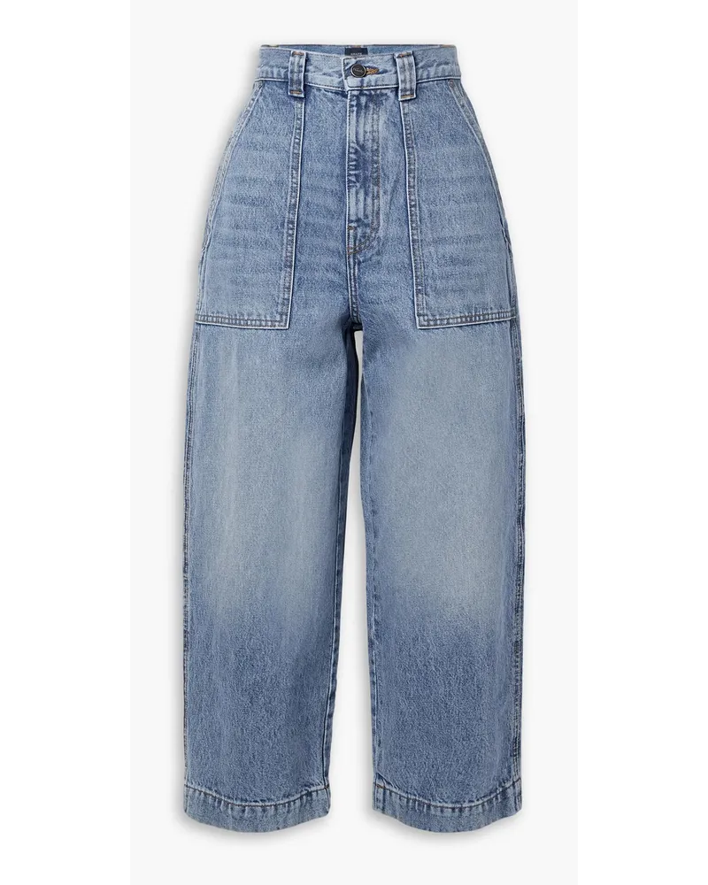 KHAITE Hewey verkürzte, hoch sitzende Jeans mit weitem Bein Blau