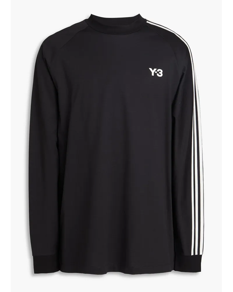 Y-3 T-Shirt aus Baumwoll-Jersey mit Streifen Schwarz