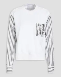 3.1 phillip lim Striped poplin-paneled French cotton-terry top Weiß