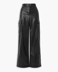 Stella McCartney Cargohose mit weitem Bein aus Kunstleder Schwarz