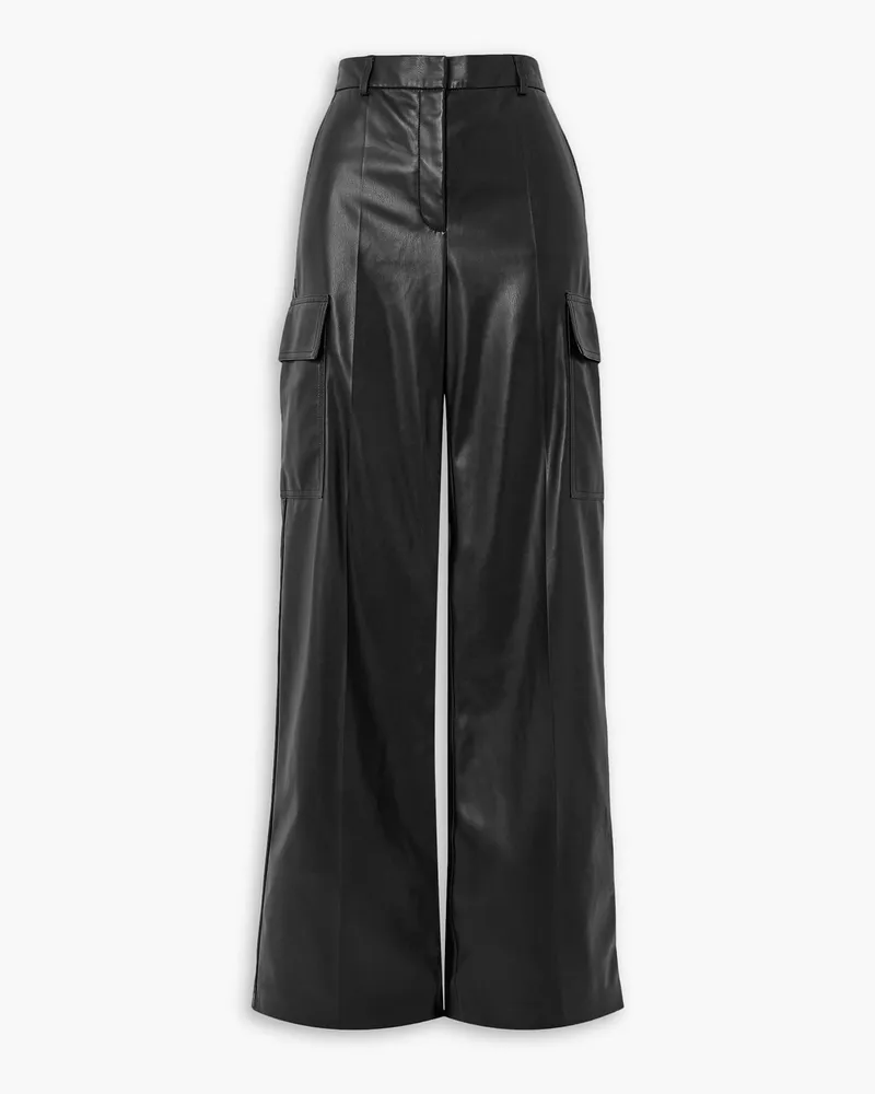 Stella McCartney Cargohose mit weitem Bein aus Kunstleder Schwarz