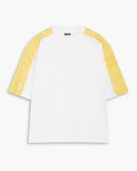 Jacquemus Bedrucktes T-Shirt mit Einsätzen aus Baumwoll-Jersey Gelb