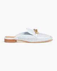 Tory Burch Jessa Mules aus geflochtenem Leder mit Verzierung Blau