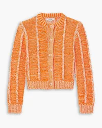 RE/DONE Zweifarbiger Cardigan aus gerippter Baumwolle Orange