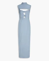 Jacquemus Palmi Maxikleid aus Stretch-Wolle mit Twist-Detail und Cut-outs Blau