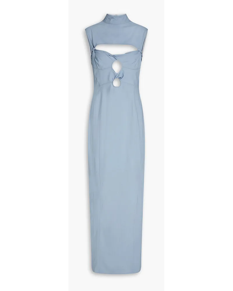 Jacquemus Palmi Maxikleid aus Stretch-Wolle mit Twist-Detail und Cut-outs Blau