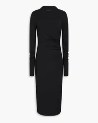 Helmut Lang Gerafftes Midikleid aus Stretch-Jersey Schwarz