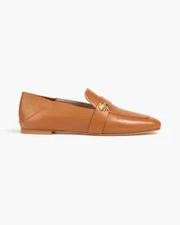 Stuart Weitzman Loafers aus Leder mit einklappbarer Fersenpartie und Verzierung Braun