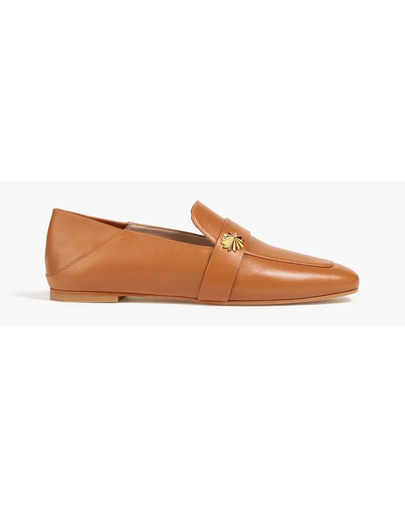 Stuart Weitzman Loafers aus Leder mit einklappbarer Fersenpartie und Verzierung Braun