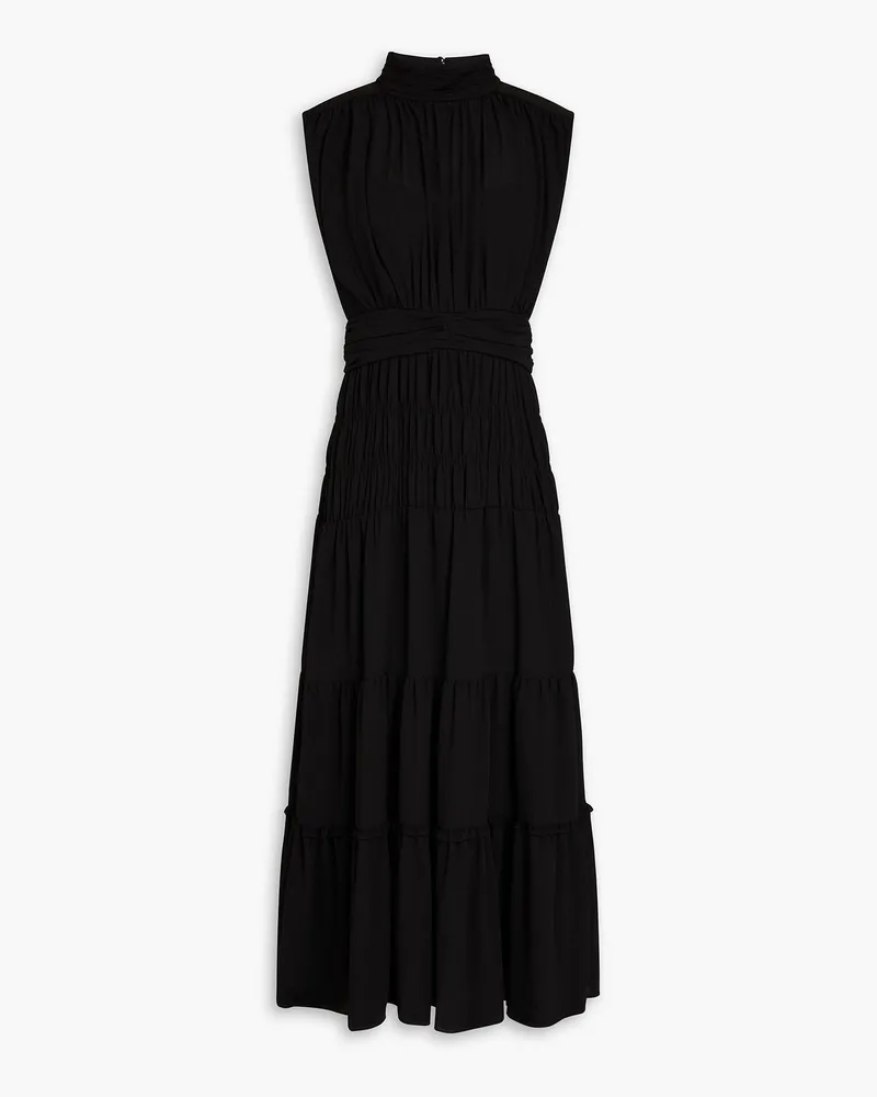 Derek Lam Gerafftes Midikleid aus Chiffon Schwarz