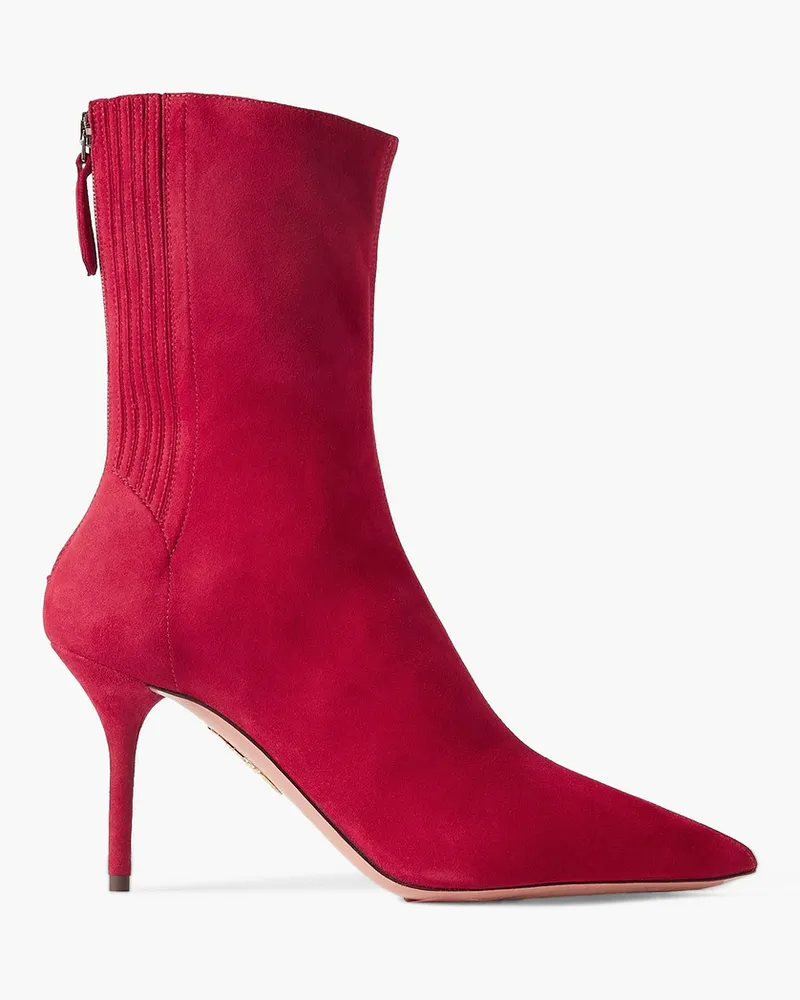 Aquazzura Saint Honore 85 Ankle Boots aus Veloursleder Rot