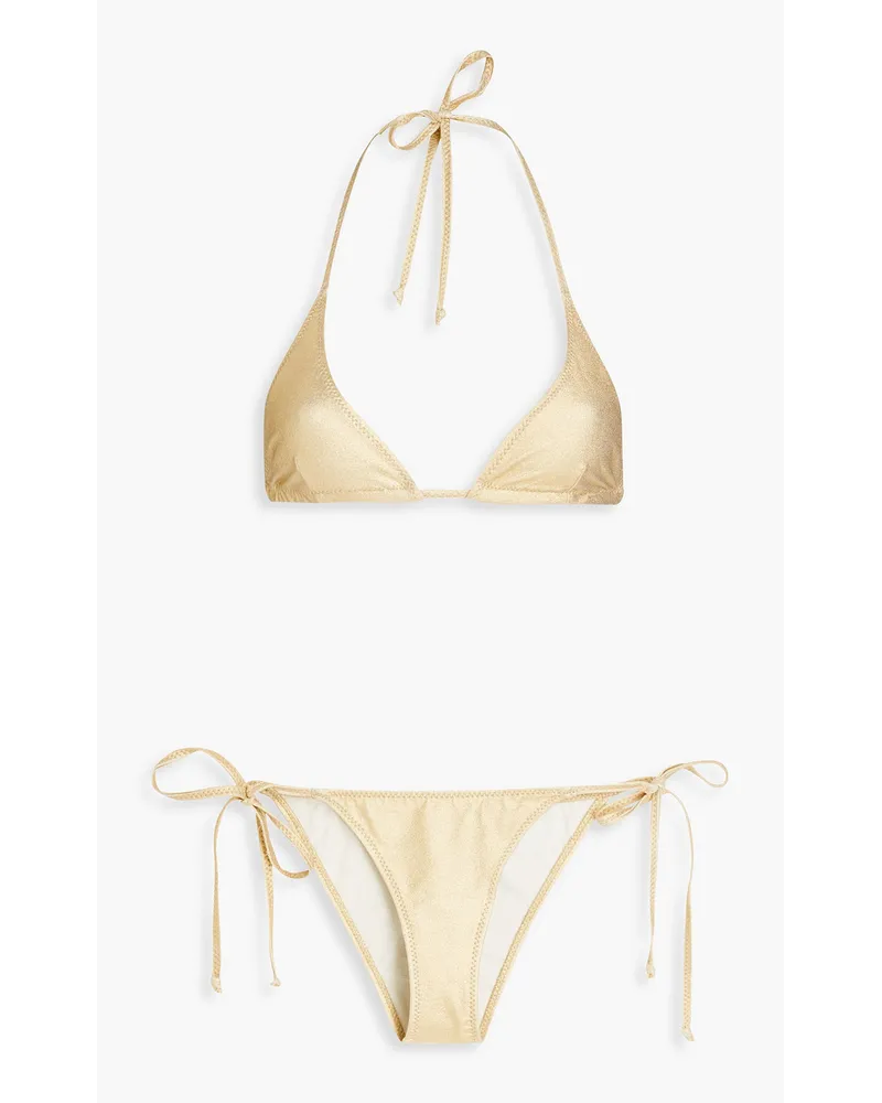 Lisa Marie Fernandez Pamela Triangel-Bikini mit Metallic-Effekt Neutral