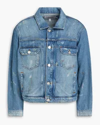 Frame Denim Bemalte Jeansjacke Blau