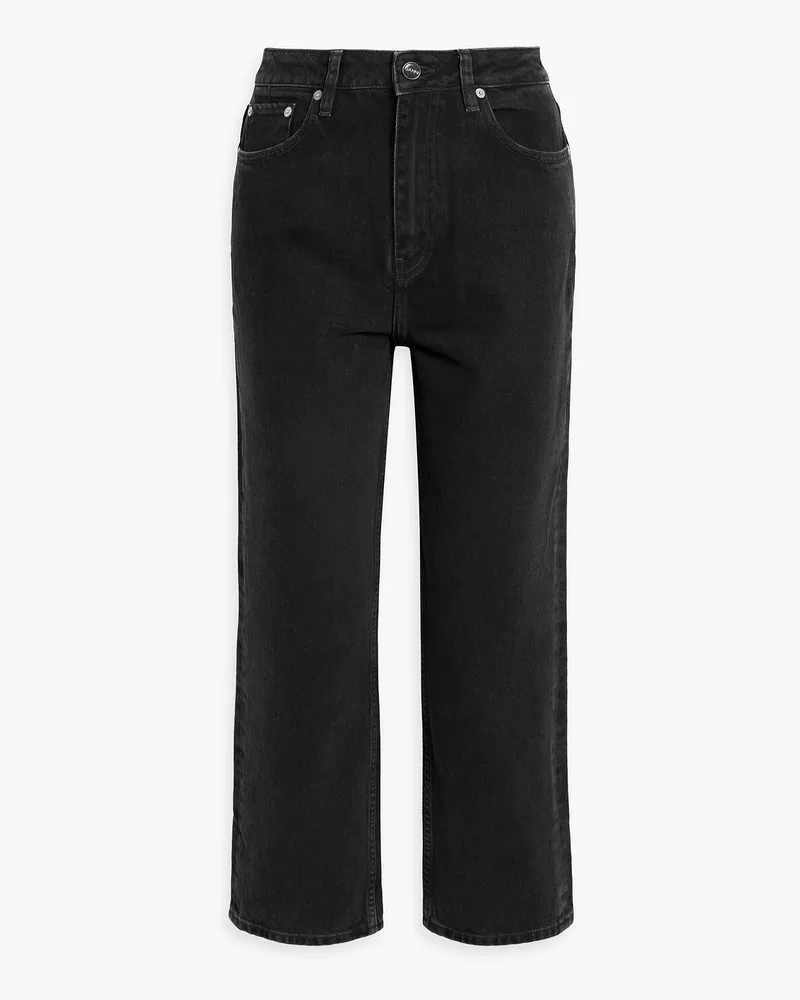 Ganni Hoch sitzende Cropped Jeans mit geradem Bein Schwarz