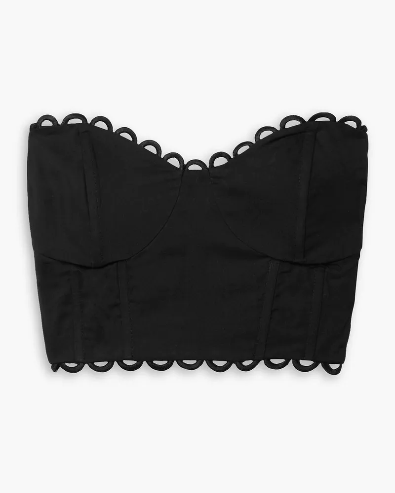 Charo Ruiz Vio VerküRztes Bustier Aus Einer Baumwollmischung Mit Wellenkanten Schwarz