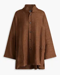 Eskandar Melierte Oversized-Jacke aus Crêpe aus einer Alpakamischung Braun