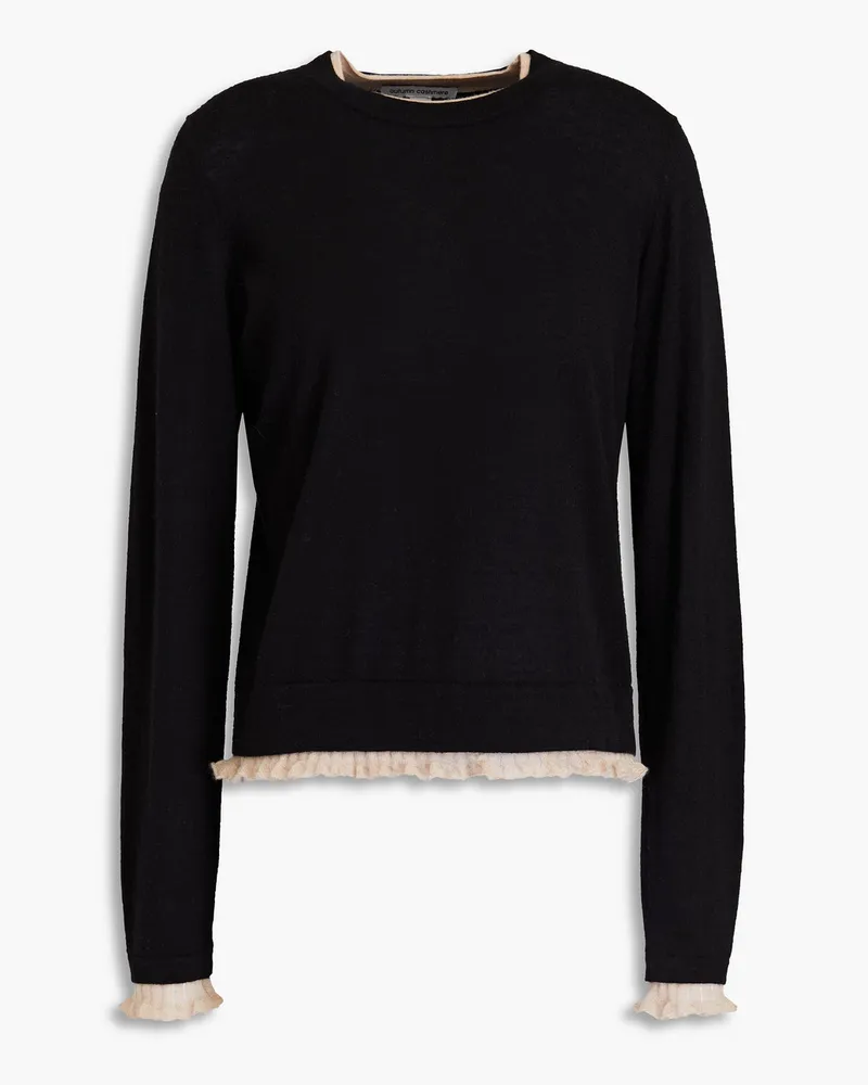 Autumn Cashmere Ruffled cashmere sweater Schwarz