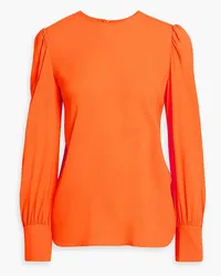 Another Tomorrow Geraffte Bluse aus Crêpe Orange