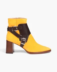 TOD'S Zweifarbige Ankle Boots aus Leder und Veloursleder Gelb