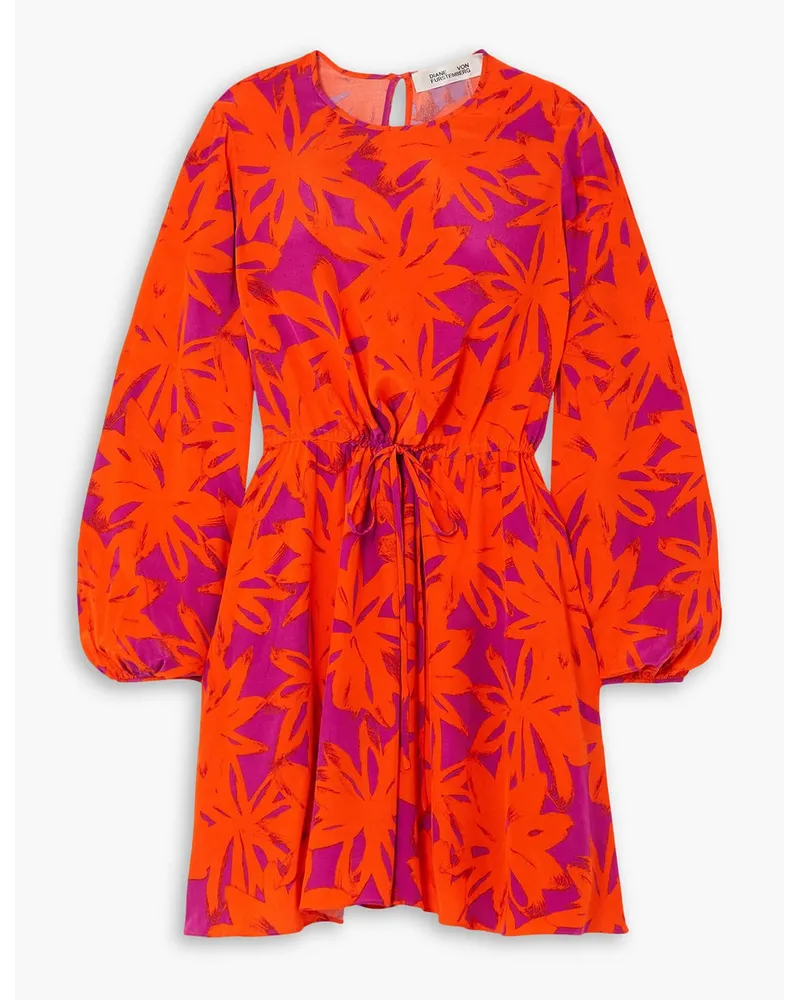 Diane von Furstenberg Sydney Minikleid aus Crêpe mit floralem Print Rot