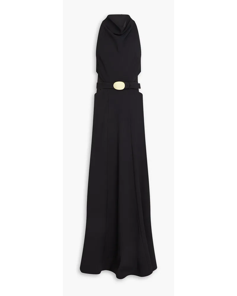 NICHOLAS Ellianna belted cutout crepe gown Schwarz