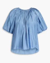 Ulla Johnson Gerafftes Oberteil aus Satin Blau