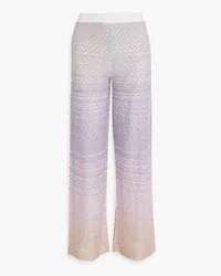 Missoni Gestreifte Hose mit weitem Bein aus Häkelstrick mit Pailletten Lila