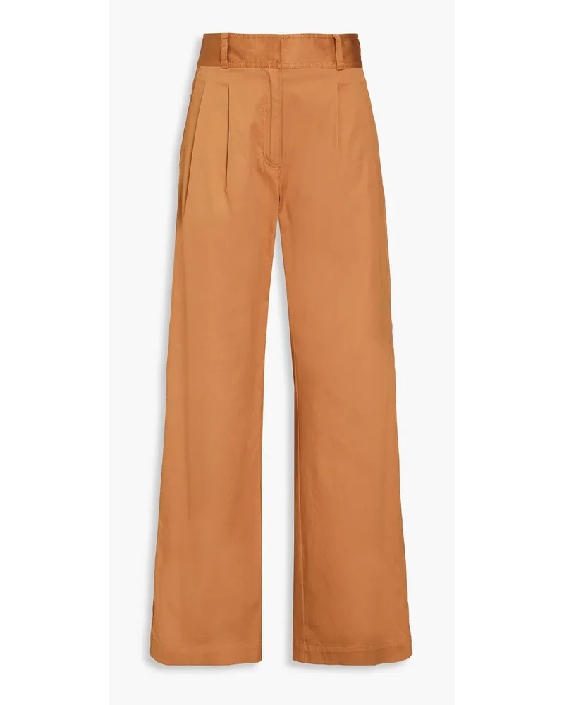 Derek Lam Twill-Hose mit weitem Bein aus Stretch-Baumwolle Braun